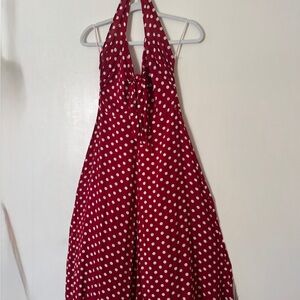 Elegant Backless Red Polka Dot Dress